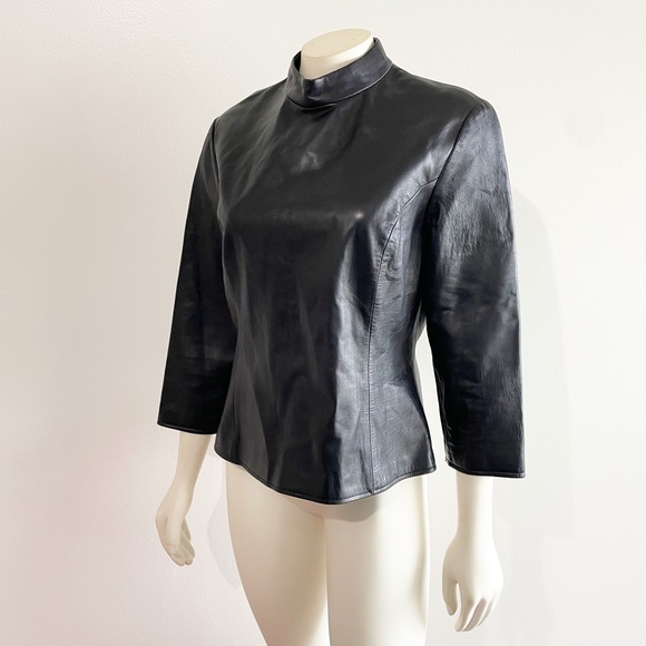 Mario Vittorio for Neiman Marcus Leather Top Quarter Sleeve Size 8 - Picture 5 of 12